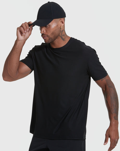 Black Active Short Sleeve Crew Neck Tee