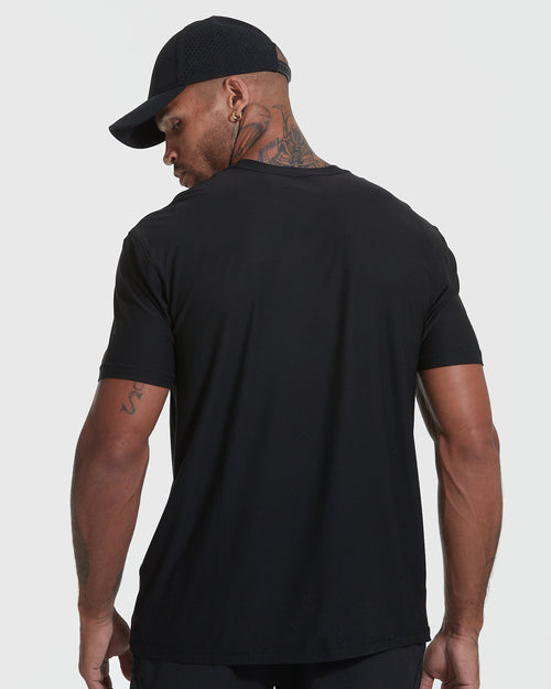 Black Active Short Sleeve Crew Neck Tee