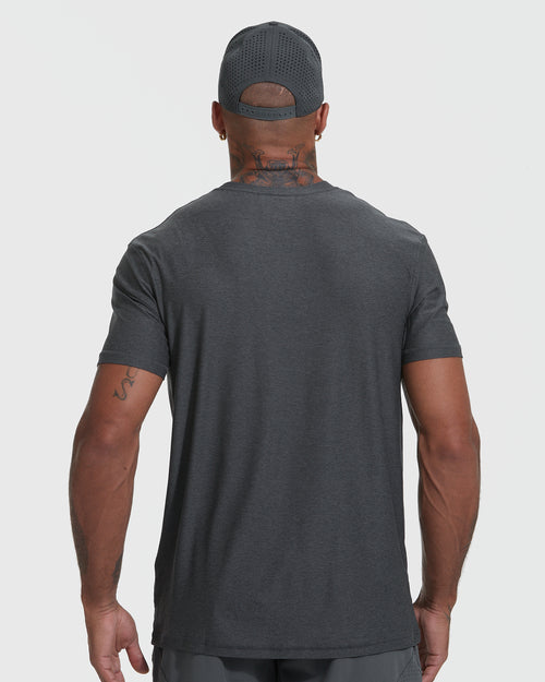 Charcoal Heather Gray Active Short Sleeve Crew Neck Tee