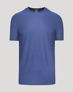 True ClassicCosmos Active Crew Neck Tee, heathered blue, laid flat, short-sleeved.