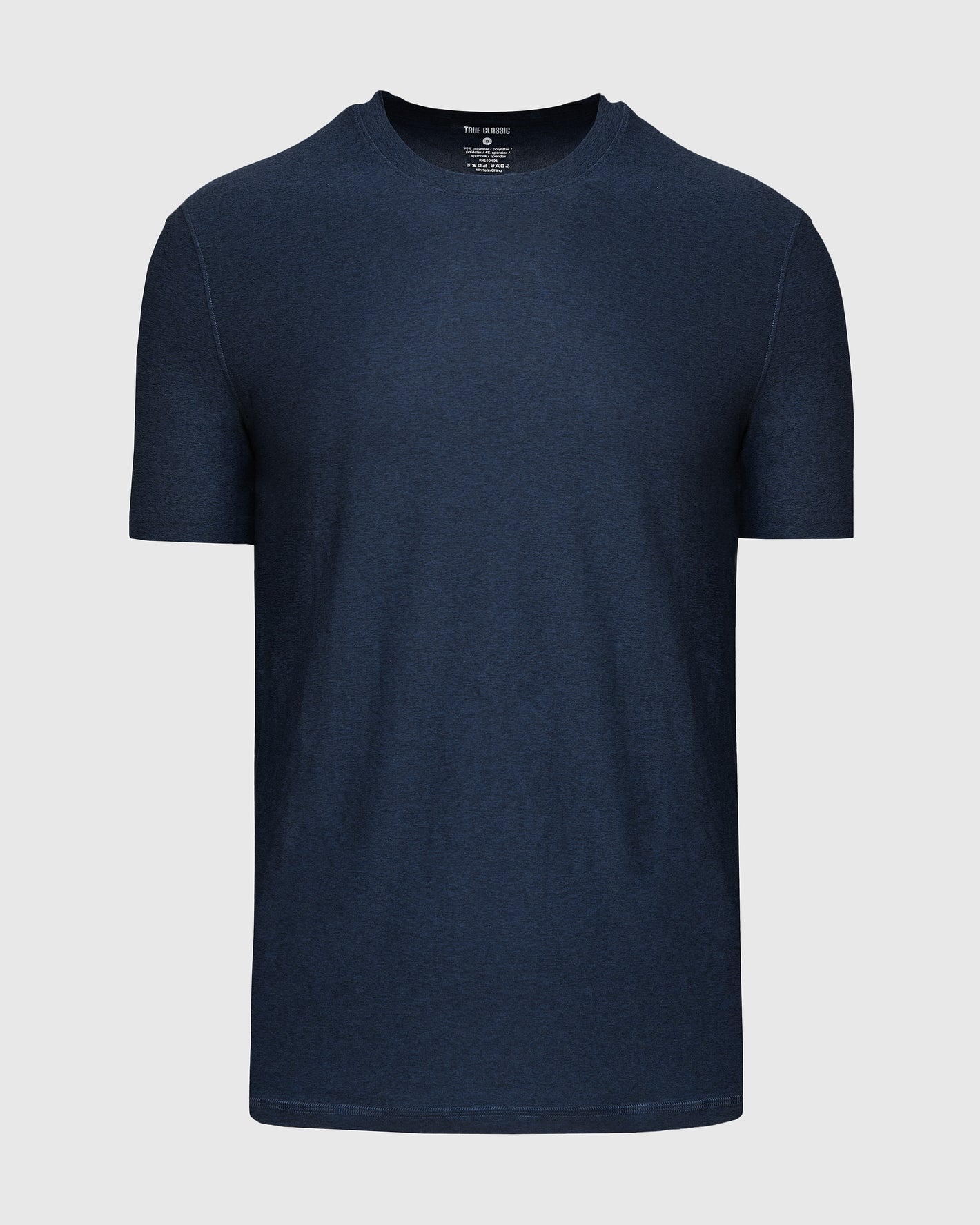 Dark Heather Cadet Active Crew Neck Tee, navy/blue heather, short-sleeved, flat.