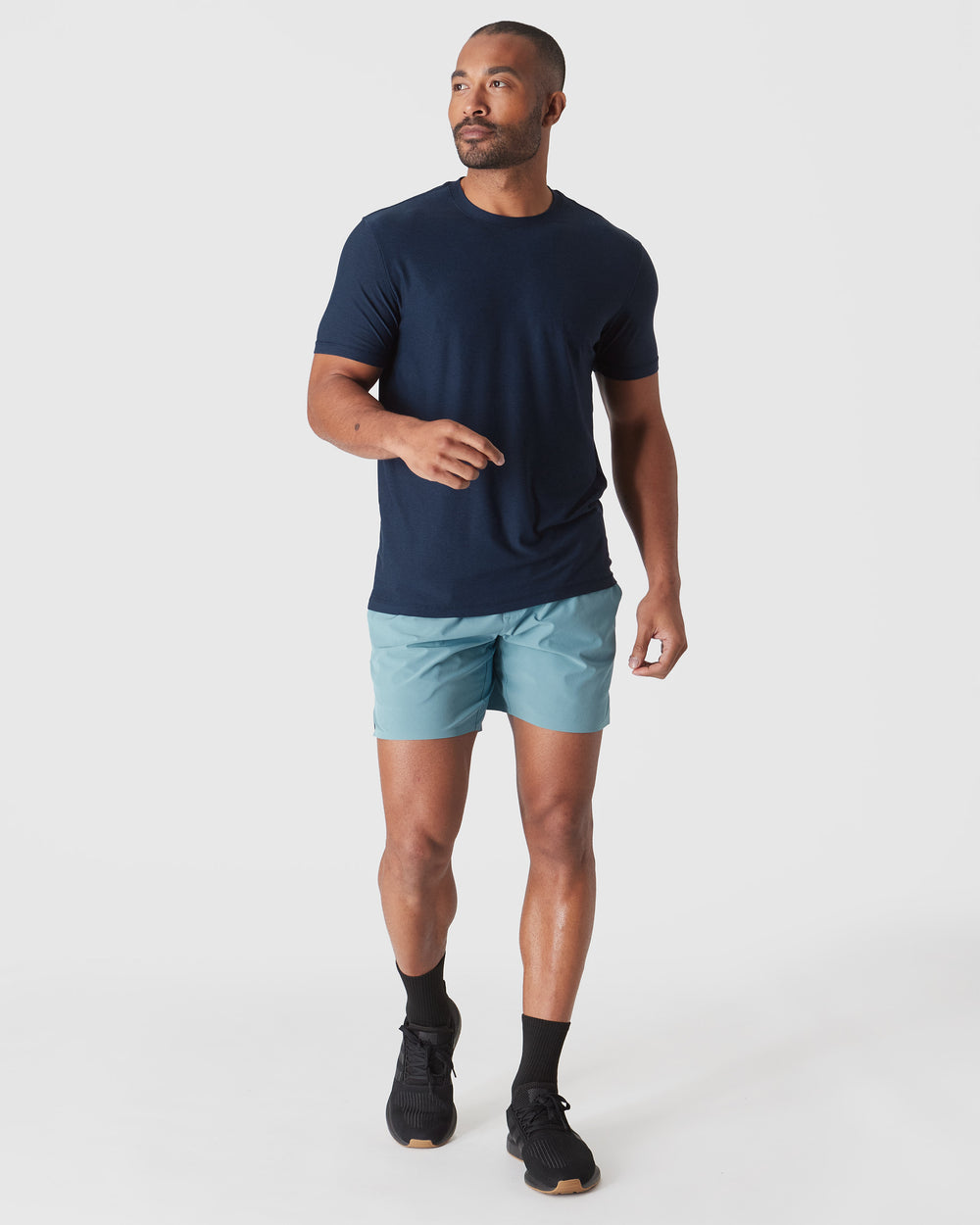 Dark Heather Cadet Active Short Sleeve Crew Neck Tee