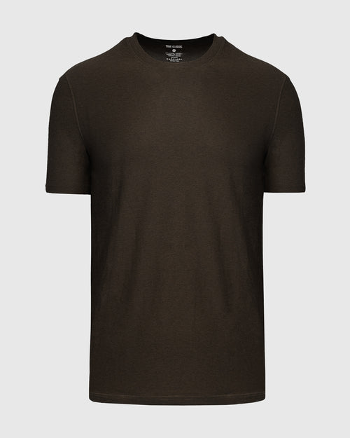 Dark Heather Cocoa Active Short Sleeve Crew Neck Tee