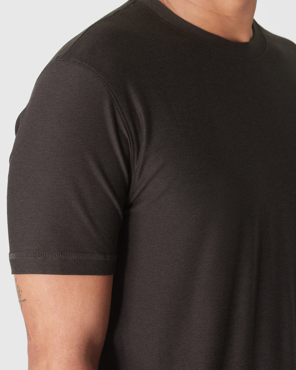 Dark Heather Cocoa Active Short Sleeve Crew Neck Tee