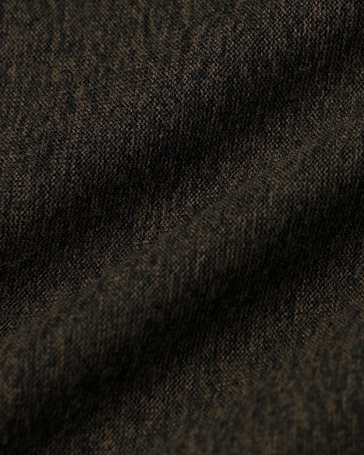 Dark Heather Cocoa Active Crew Neck Tee, finely woven fabric, soft folds.