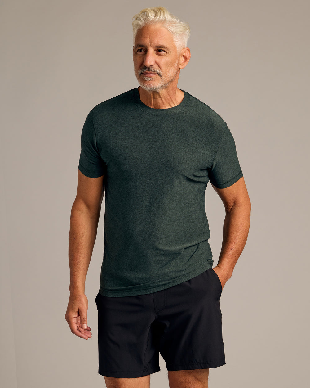 Dark Heather Forest Active Crew Neck Tee