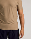 Driftwood Active Crew Neck Tee on model's torso, showcasing fit.