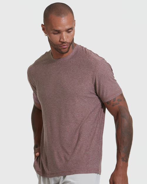 Heather Burgundy Active Short Sleeve Crew Neck Tee