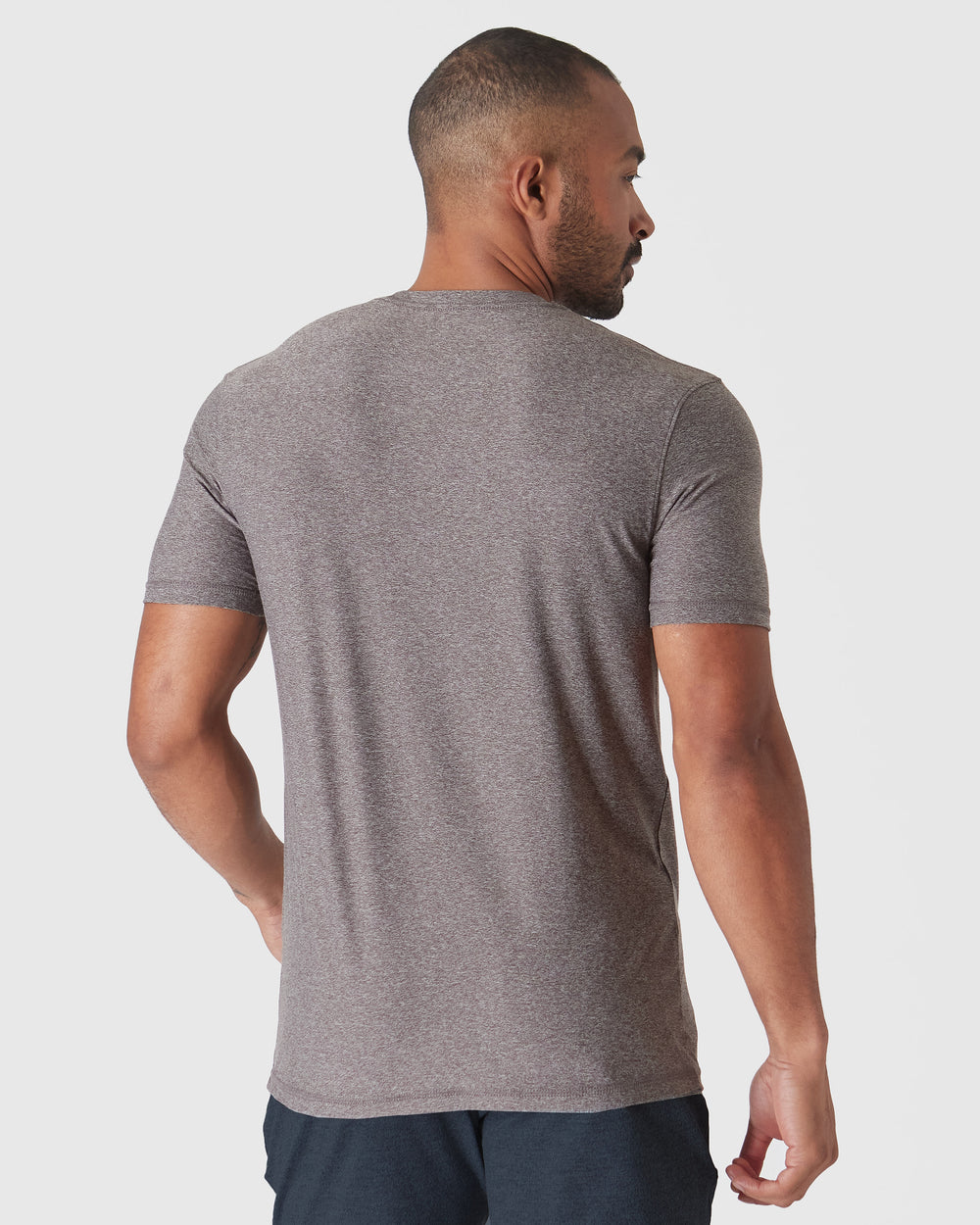 Heather Cocoa Active Short Sleeve Crew Neck Tee