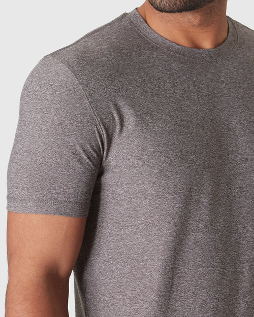 Heather Cocoa Active Short Sleeve Crew Neck Tee