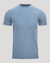 Heather Azul Active Crew Neck Tee, light-blue, short sleeves, moisture-wicking.