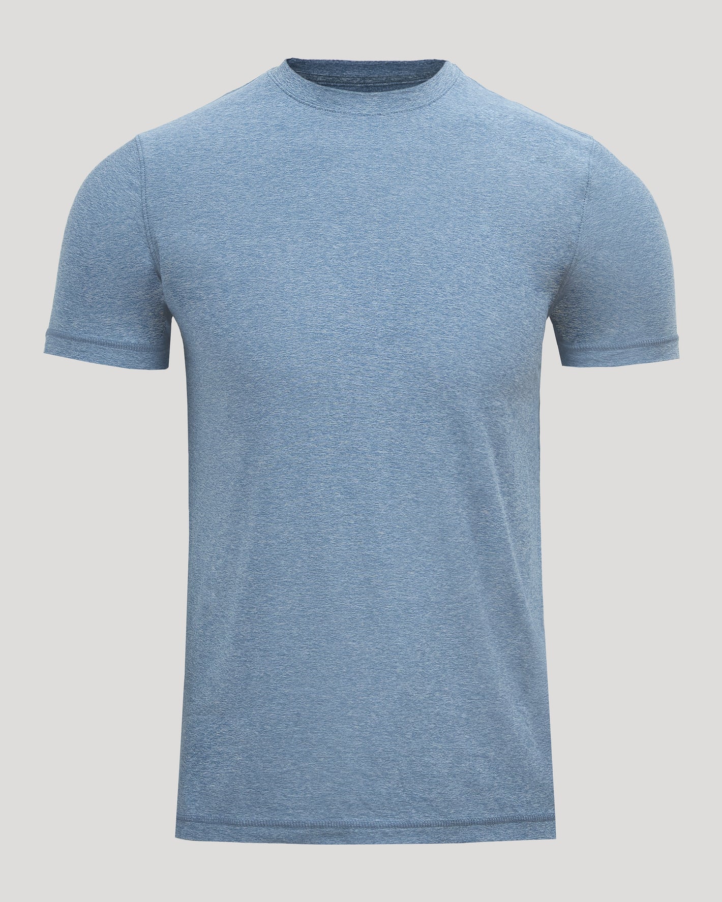 Heather Azul Active Crew Neck Tee, light-blue, short sleeves, moisture-wicking.