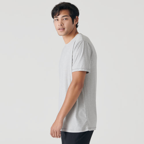 Light Heather Gray Active Short Sleeve Crew Neck Tee