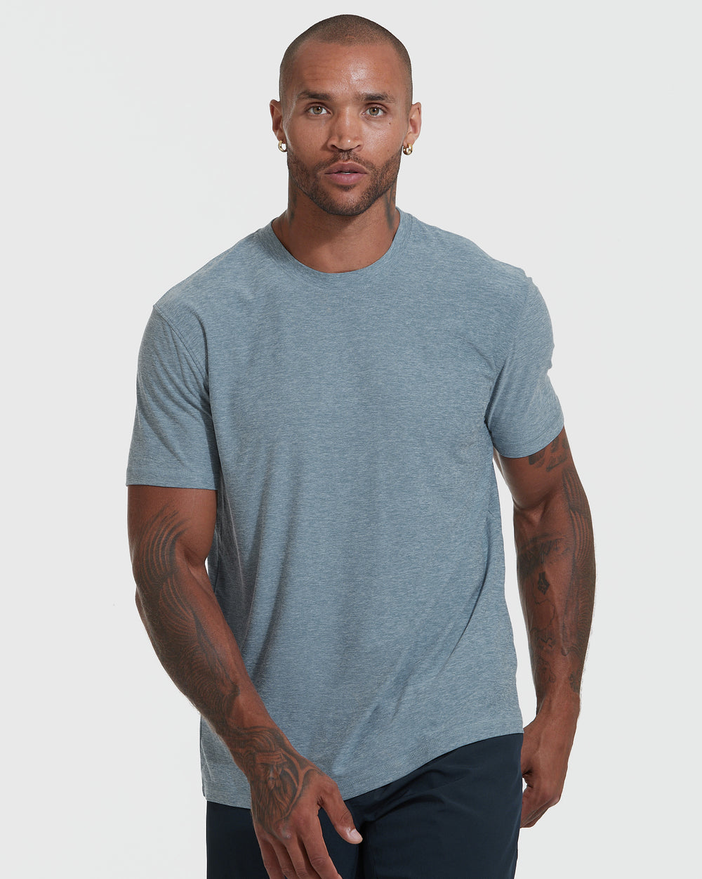 Heather Indigo Active Short Sleeve Crew Neck Tee