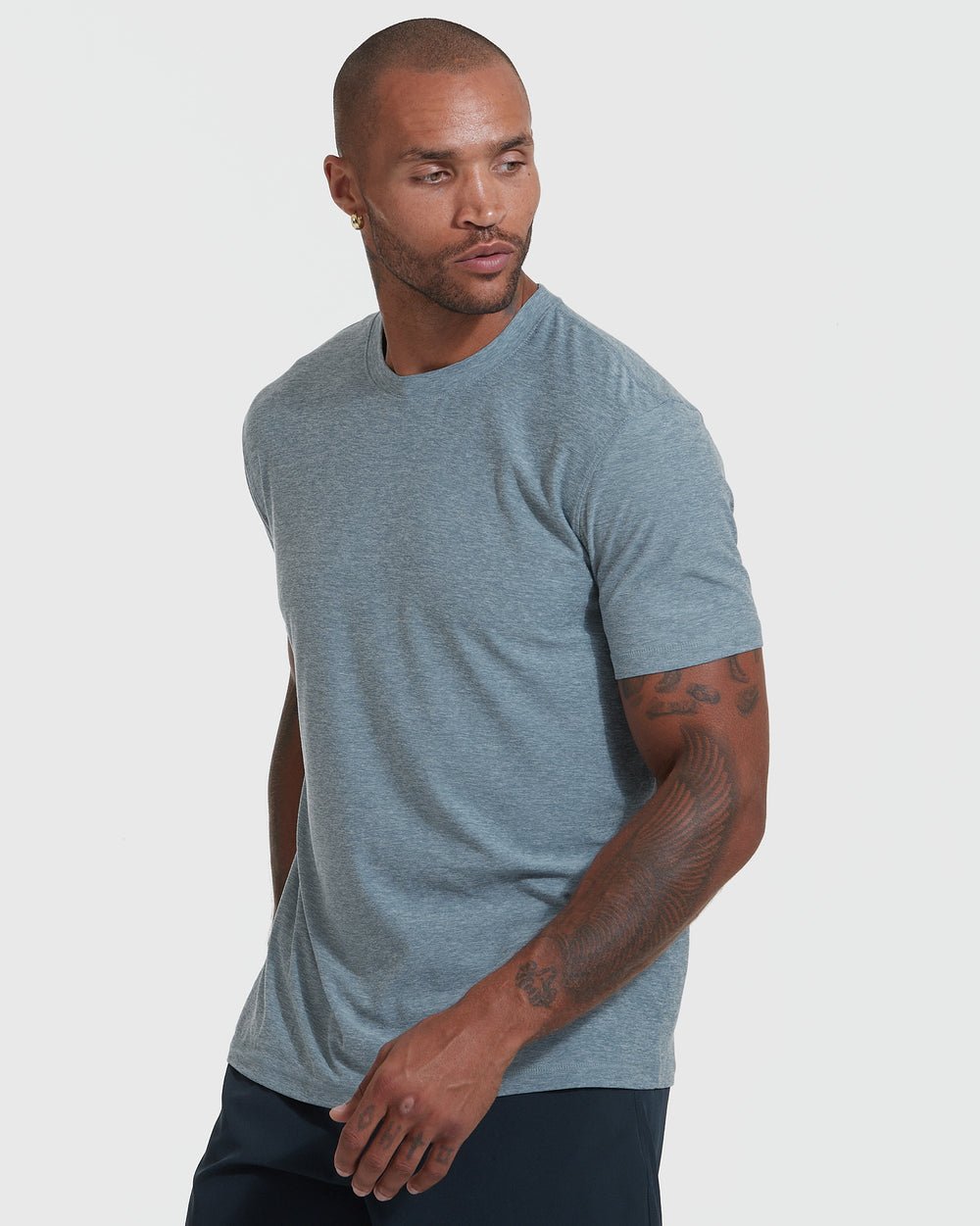 Heather Indigo Active Short Sleeve Crew Neck Tee