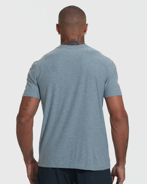 Heather Indigo Active Short Sleeve Crew Neck Tee