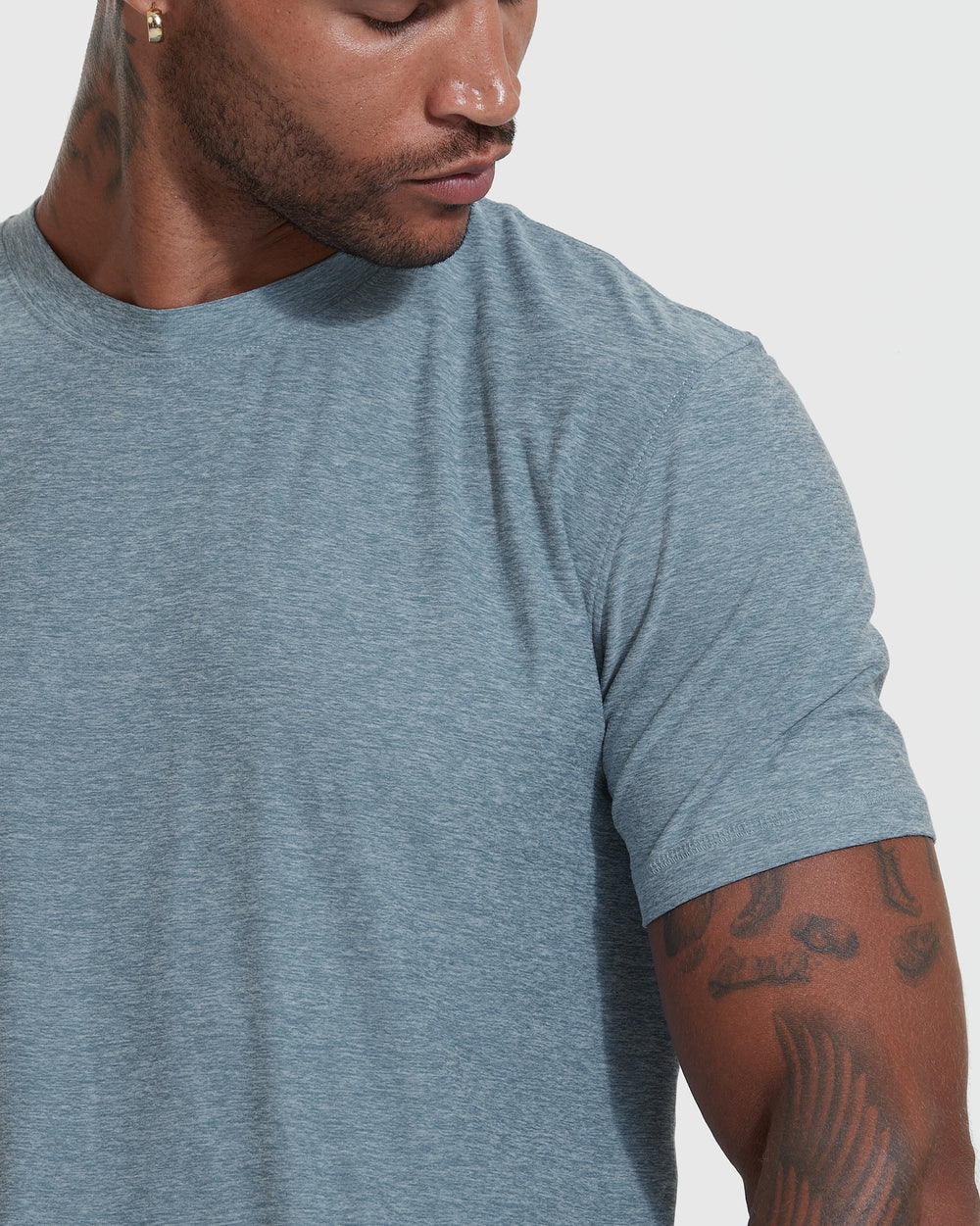 Heather Indigo Active Short Sleeve Crew Neck Tee