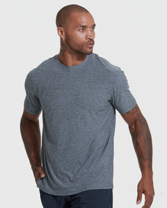 True ClassicHeather Navy Active Short Sleeve Crew Neck Tee