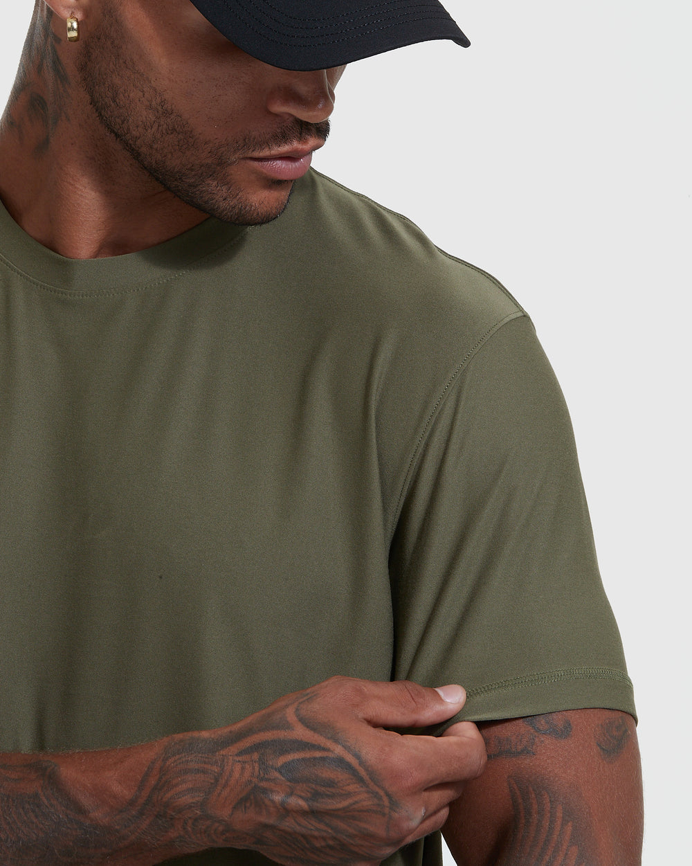 Military Green Active Short Sleeve Crew Neck Tee