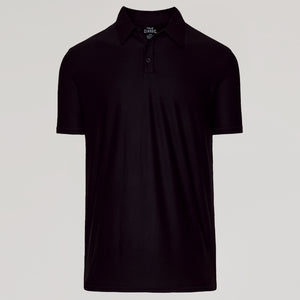 True ClassicBlack Active Polo 2.0 with short sleeves and a fold-over collar.