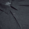 Charcoal Heather Gray Active Polo 2.0 showcasing collar and three-button placket.