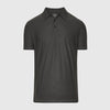 True Classic Men’s Active Polo: charcoal-gray, short-sleeve, three-button, classic collar.