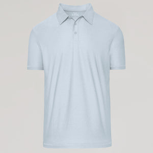 True ClassicLight Heather Gray Active Polo 2.0 with short sleeves and three-button placket.