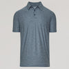 Heather Navy Active Short Sleeve Polo with fold-over collar and button placket.