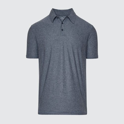 Heather Navy Active Short Sleeve Polo