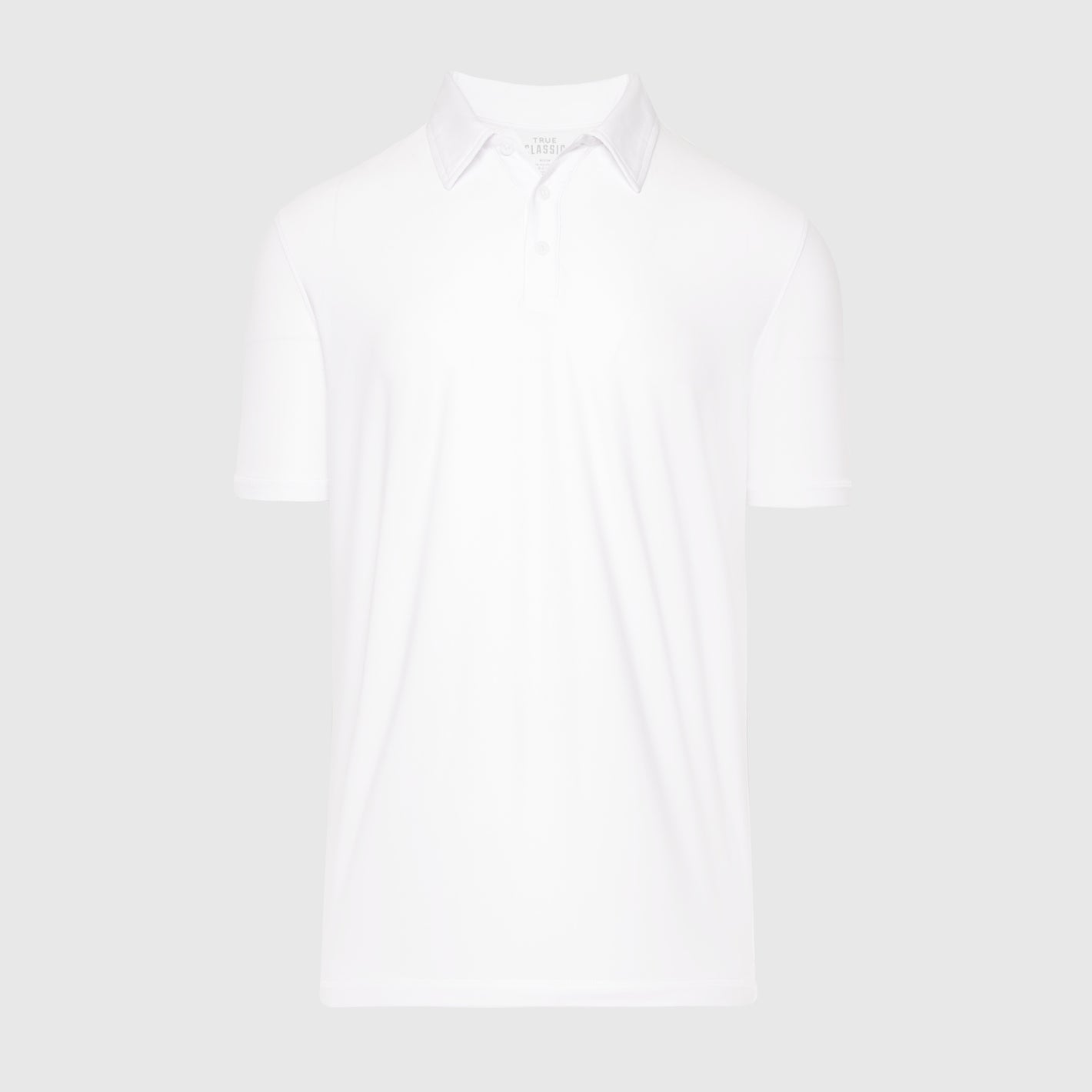True Classic Men’s Active Short Sleeve Polo with three-button placket.