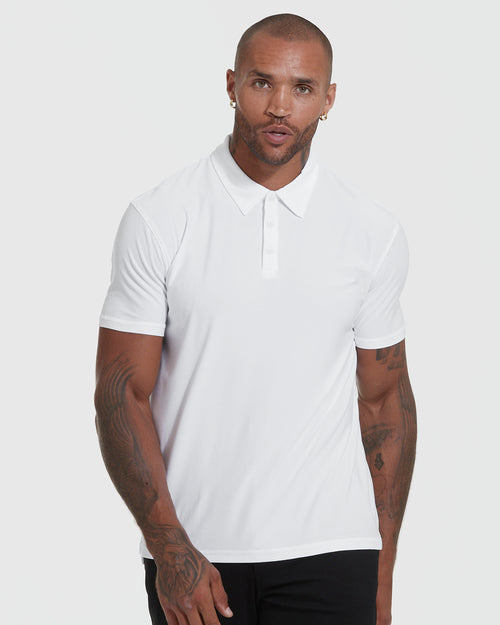 White Active Short Sleeve Polo