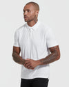 Fit model in True Classic Men’s Active Short Sleeve Polo, showcasing modern, athletic fit.