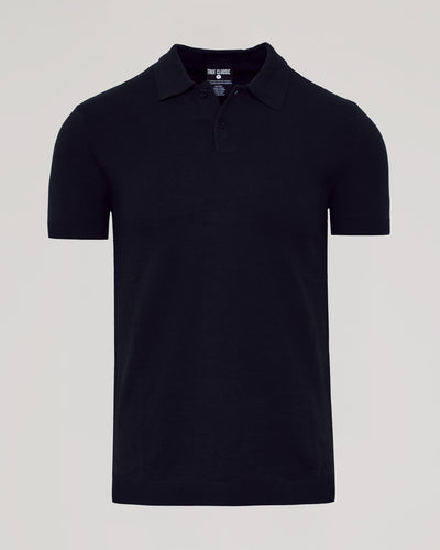 Black Short Sleeve Sweater Polo