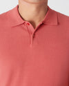 Garnet Short Sleeve Sweater Polo with collar and two-button placket.