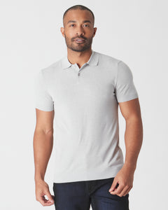 True ClassicHeather Gray Short Sleeve Sweater Polo