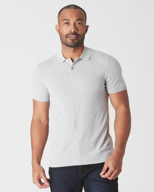 Heather Gray Short Sleeve Sweater Polo