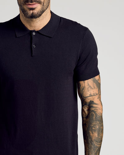 Black Short Sleeve Sweater Polo