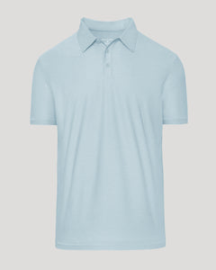 True ClassicArctic Active Polo 2.0, light blue heathered, classic collar, three-button design.