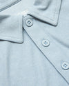 Arctic Active Polo 2.0: Close-up of light-blue collared shirt with buttons.