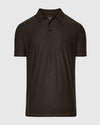 Dark Heather Cocoa Active Polo 2.0 with collar and three-button placket.