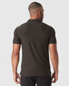 Back view of Dark Heather Cocoa Active Polo 2.0 worn by man.