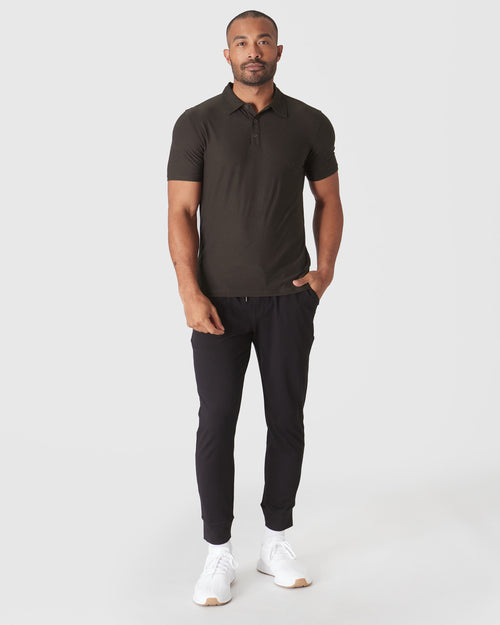 Dark Heather Cocoa Active Short Sleeve Polo