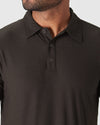 Dark Heather Cocoa Active Polo 2.0 with classic collar and button placket.