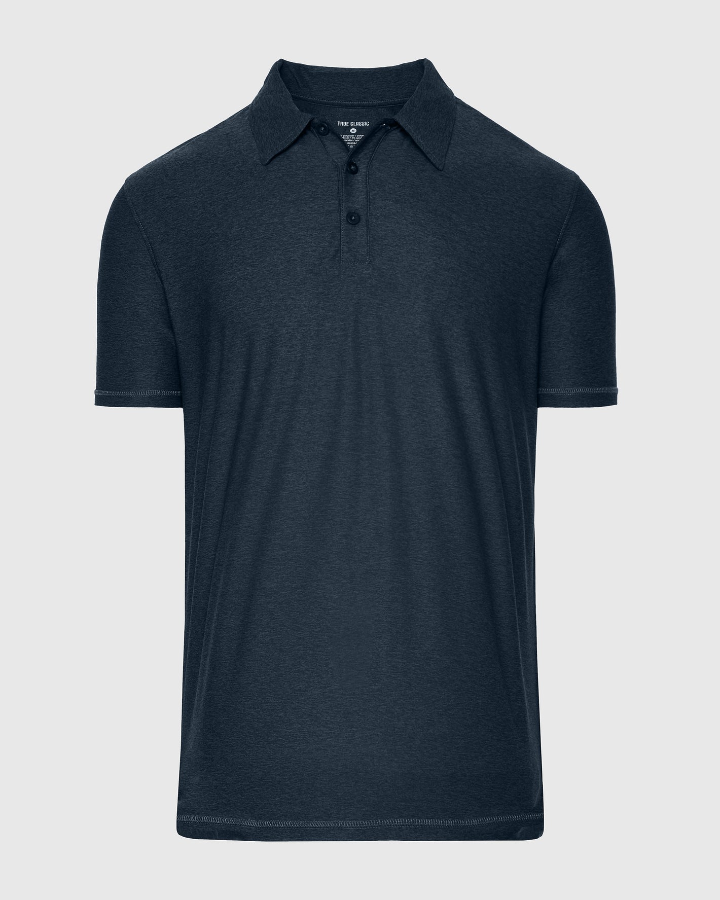 True Classic Men’s Active Short Sleeve Polo with stretch fit and three-button placket.