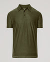 Dark Heather Pear Active Polo 2.0 with three-button placket.