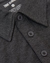 Dark Heather Tempest Active Polo 2.0, close-up of collar and buttons.