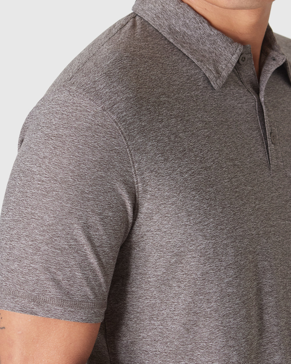 Heather Cocoa Active Short Sleeve Polo