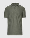 Heather Forest Active Polo 2.0 laying flat, showcasing collar and placket.