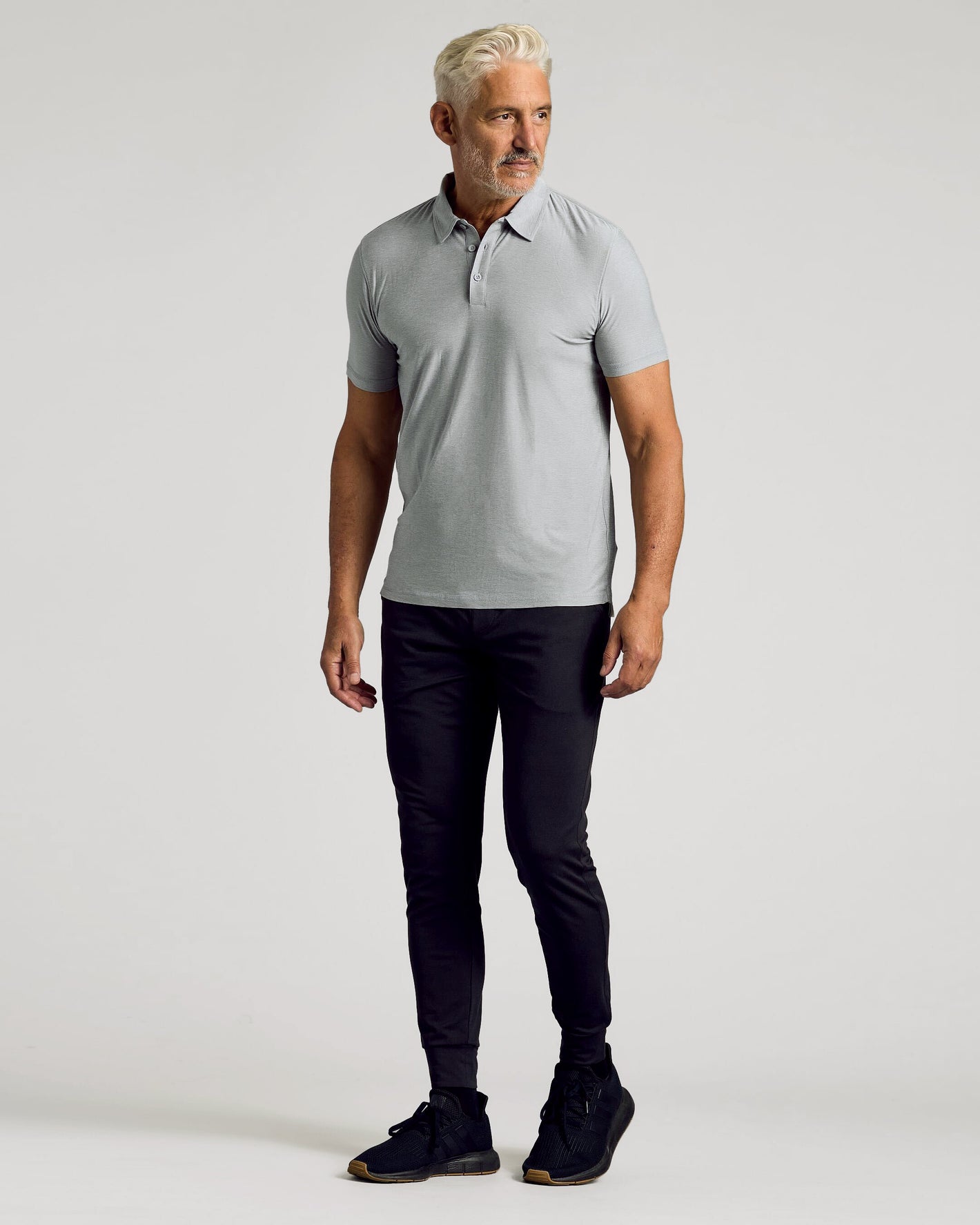 Heather Light Gray Active Polo