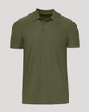 Military Green Active Polo 2.0 with classic collar and three-button placket.